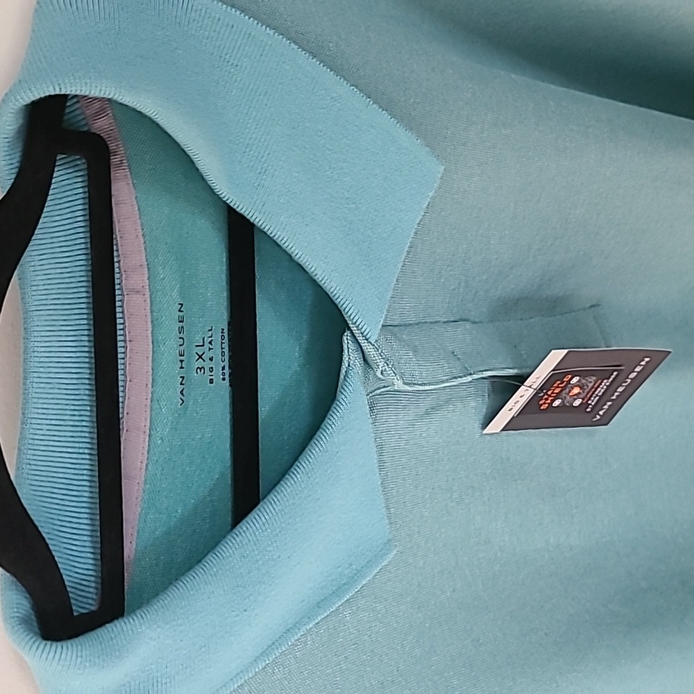 VAN HEUSEN MENS BIG AND TALL TURQUOISE BLUE SHORT SLEEVE POLO SHIRT SIZE 3XL